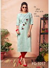 Sky Blue Colour FG Krisha Vol-8 Pure Khadi Cotton Hand Work Party Wear Kurtis 1017